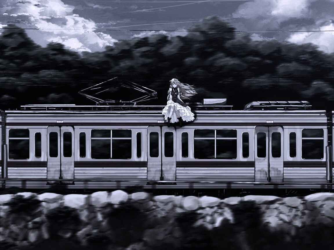 Девушка на крыше поезда обои