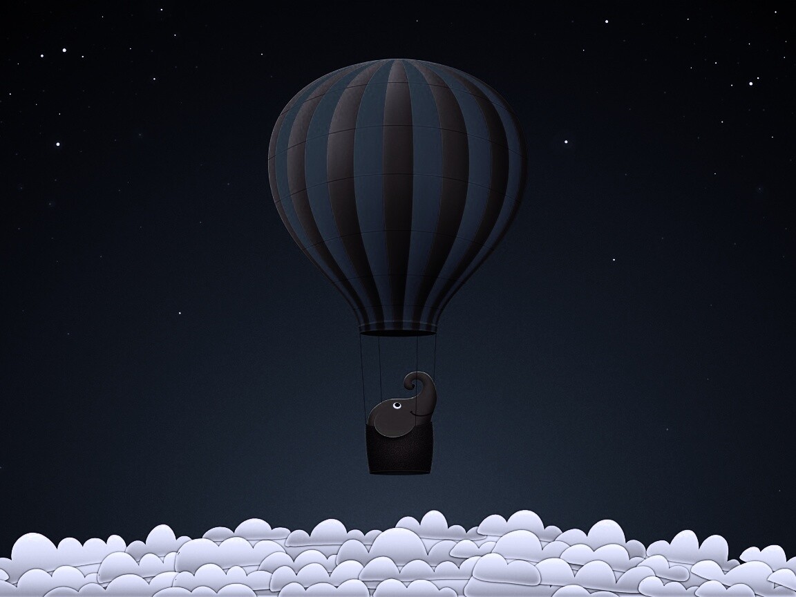 Слон на воздушном шаре обои