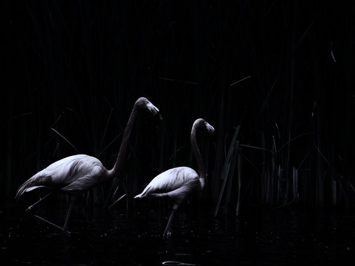 Красивые розовые фламинго на озере обои