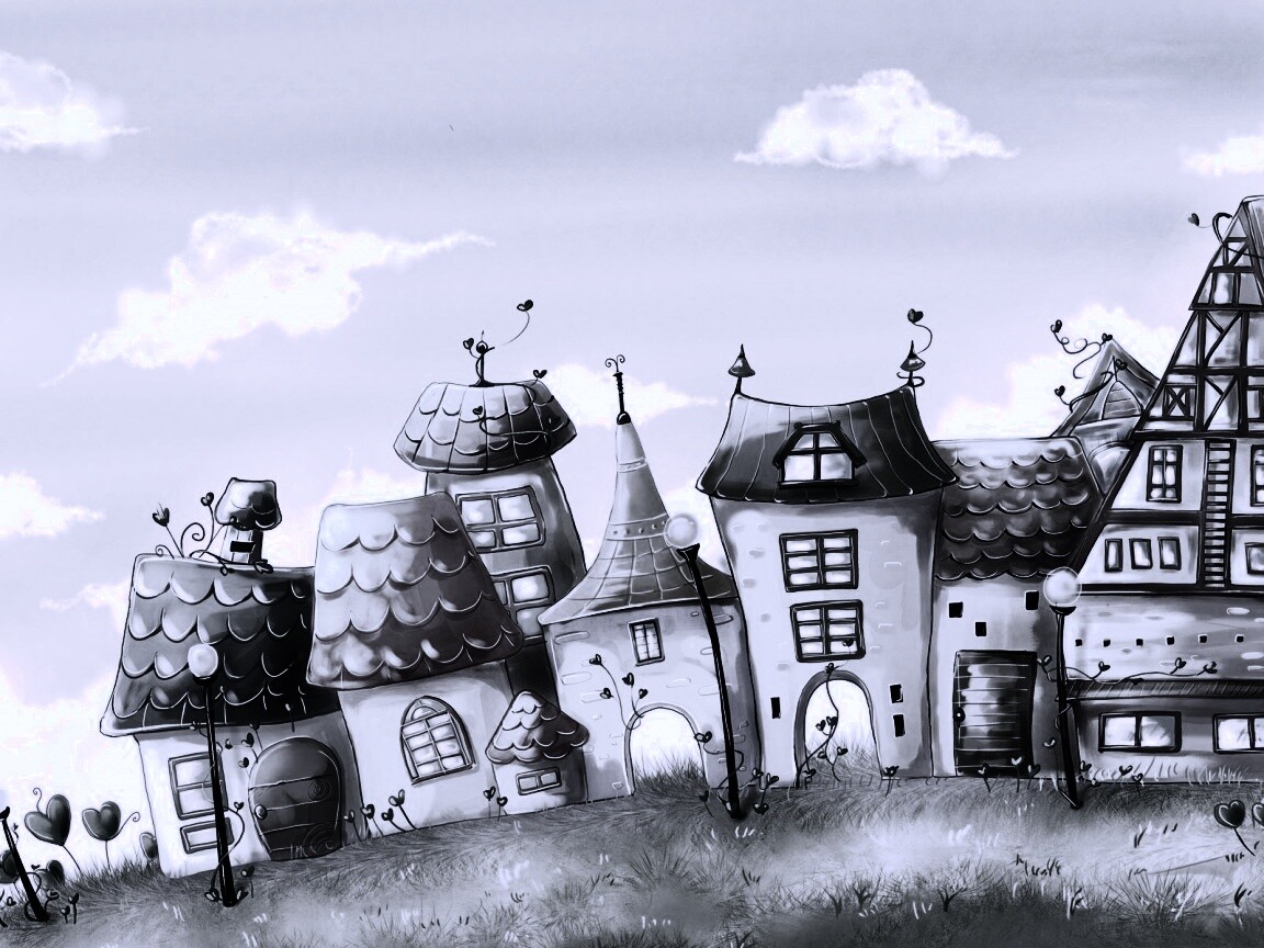 Мультяшный городок обои