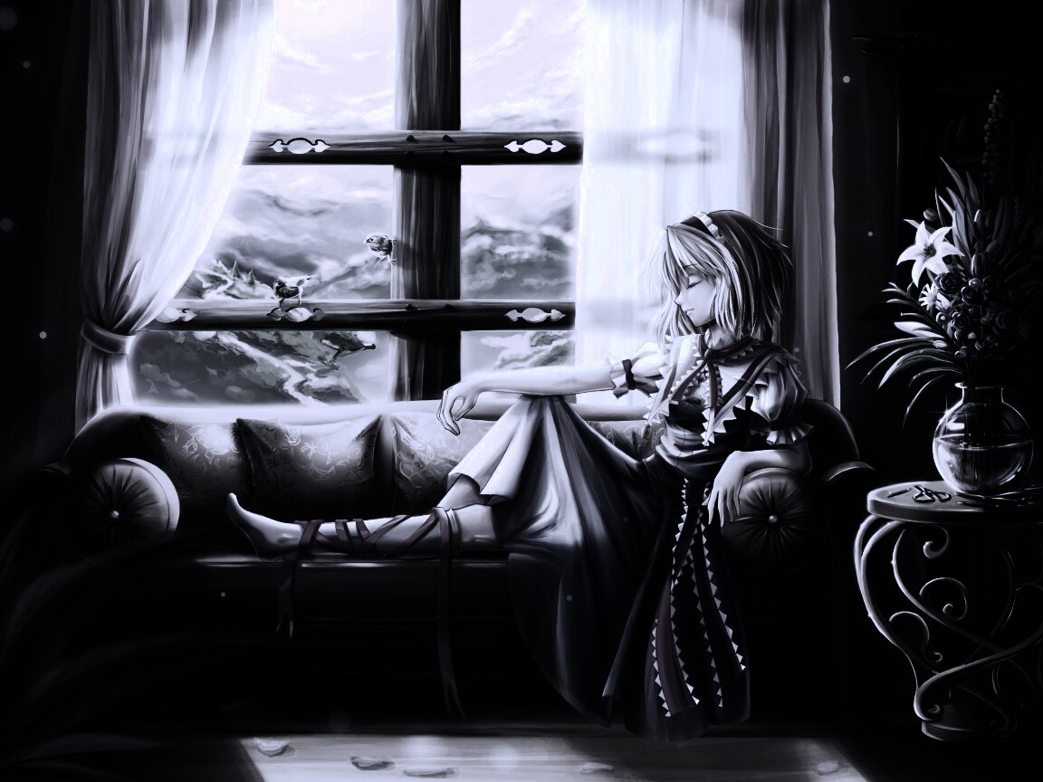 Девушка у окна обои