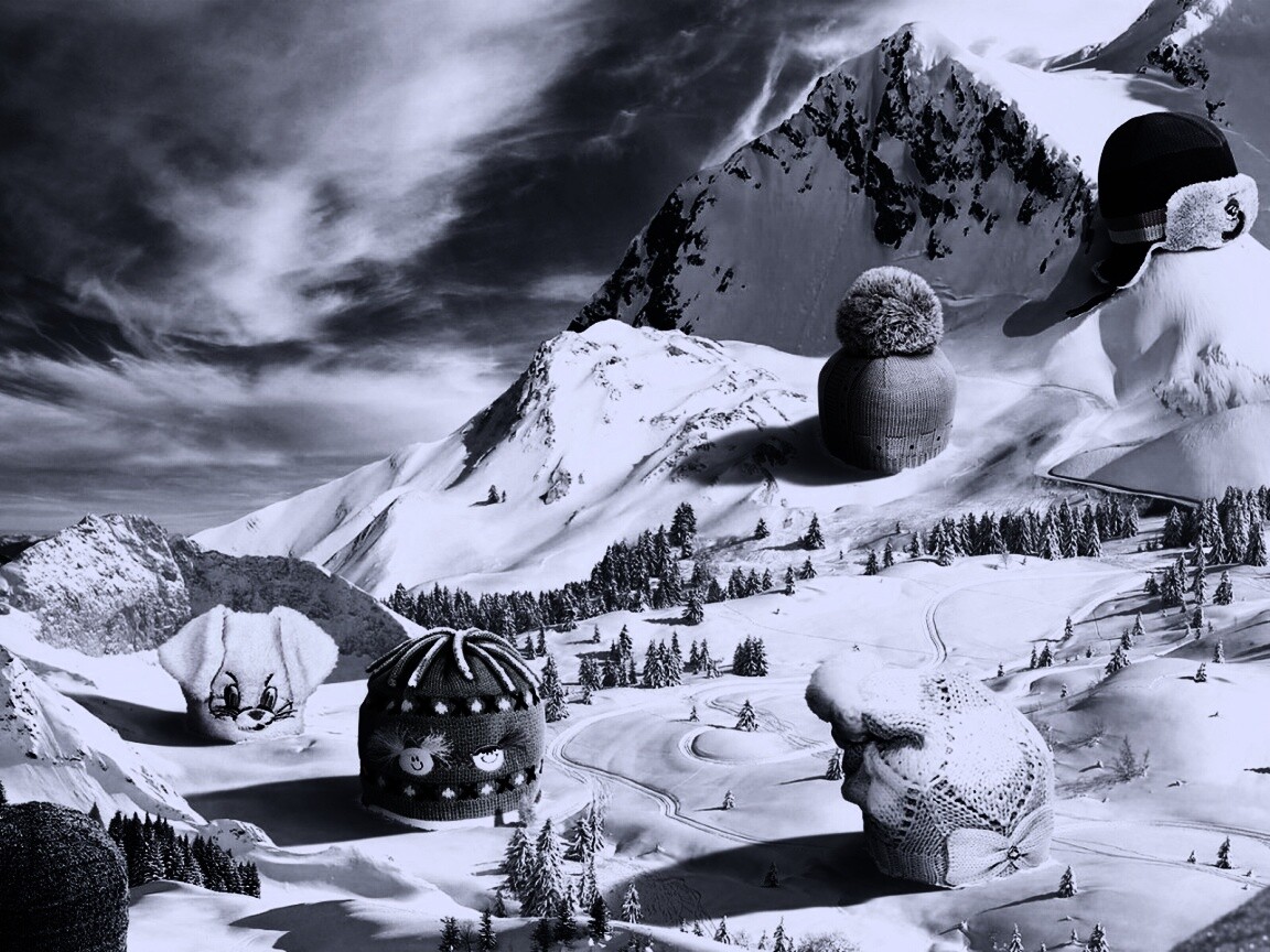 Прикольные шапки на горных вершинах обои