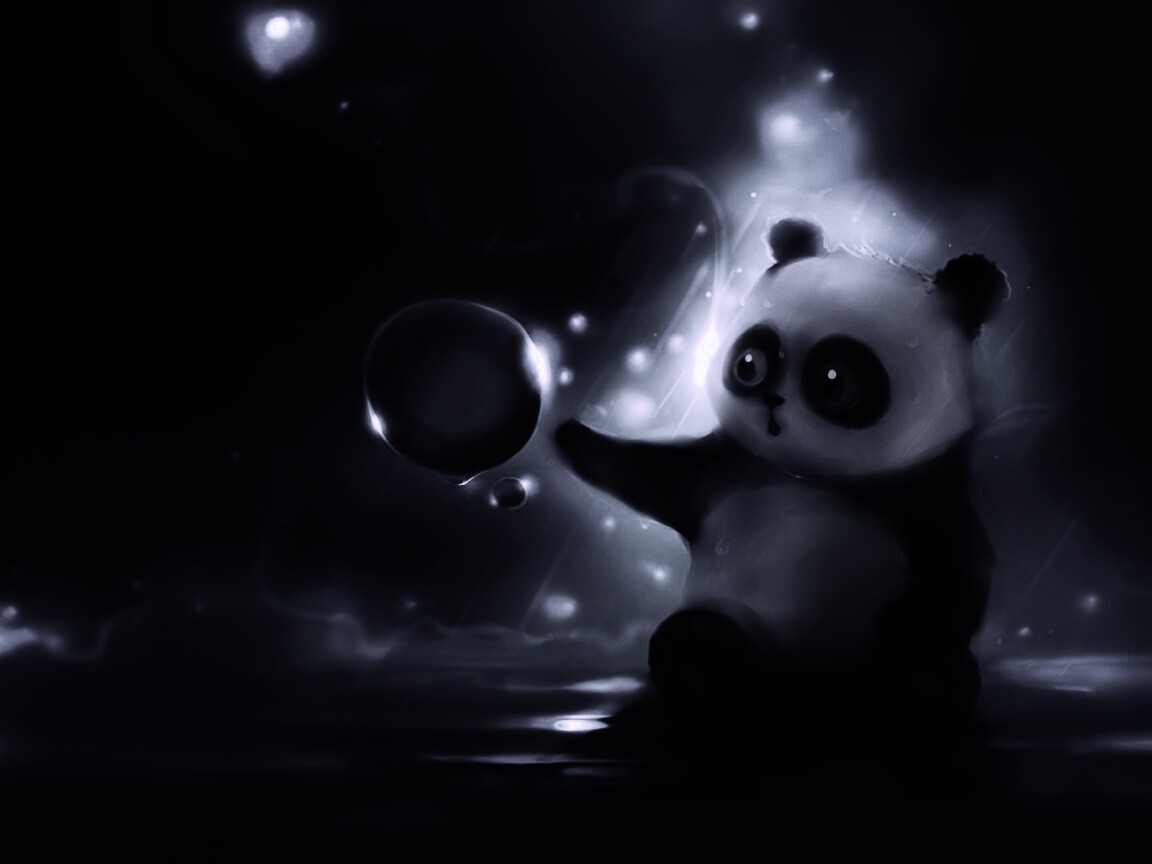 Панда и пузырек обои