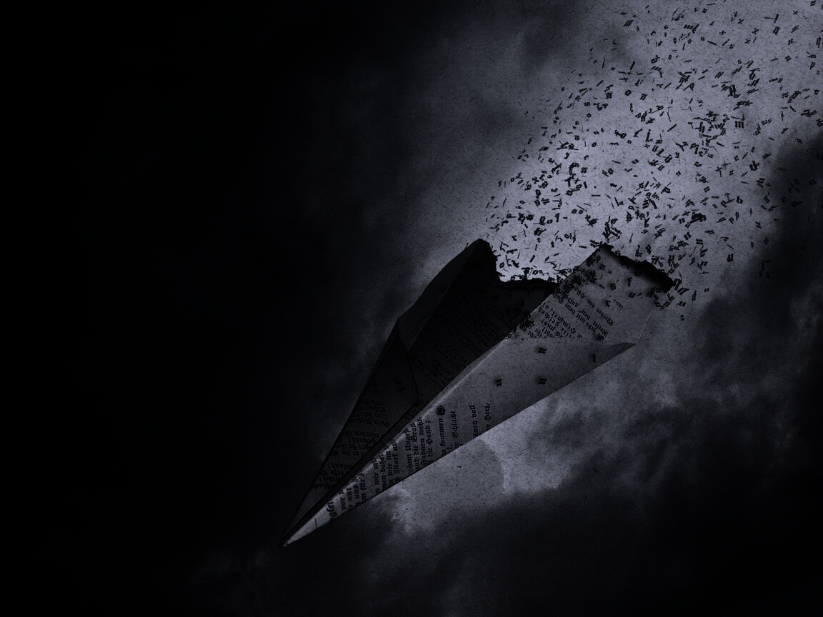 Крушение бумажного самолётика обои