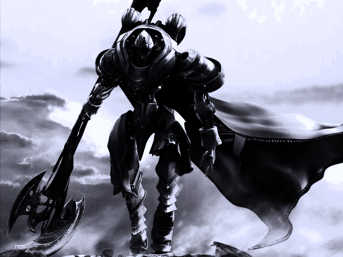 Боевой робот с топором в руке обои