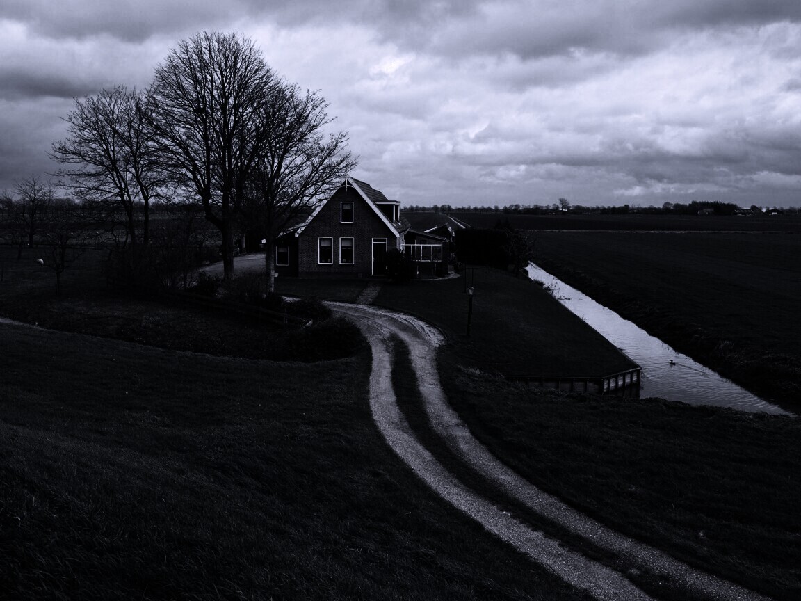 Дом в поле обои