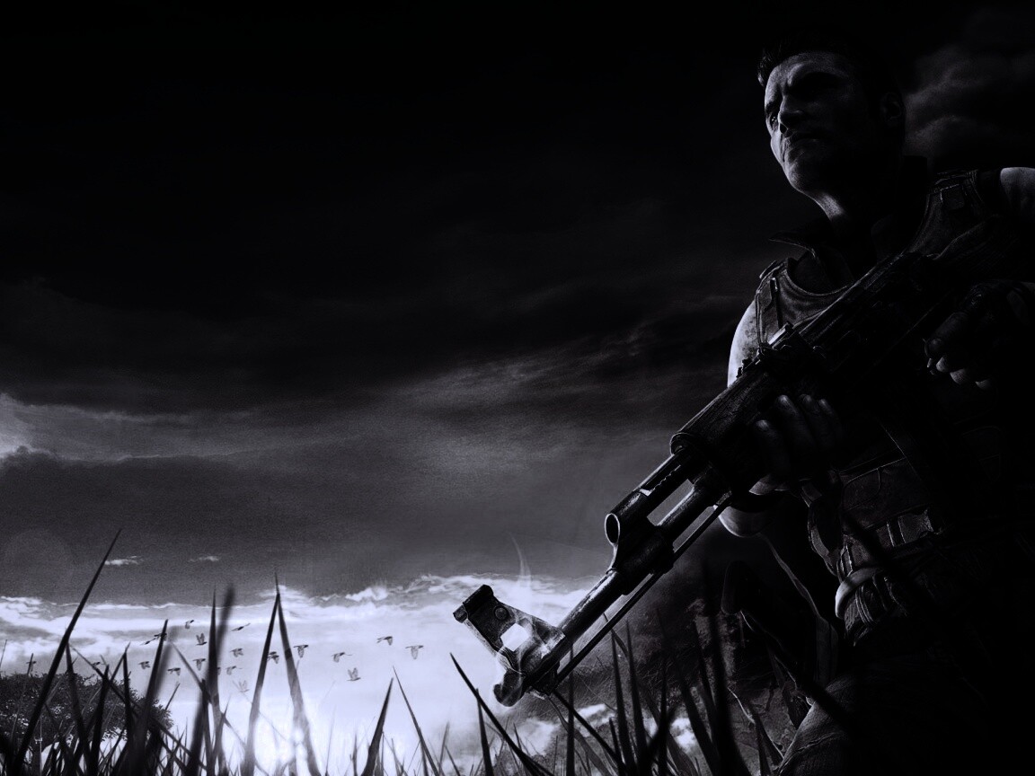 С оружием и в бронежилете обои