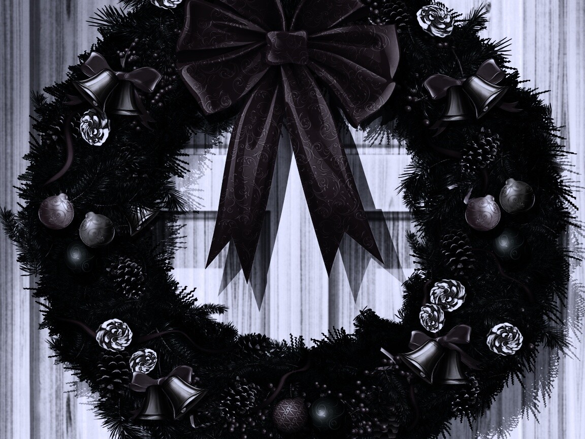 Новогодний венок на двери обои