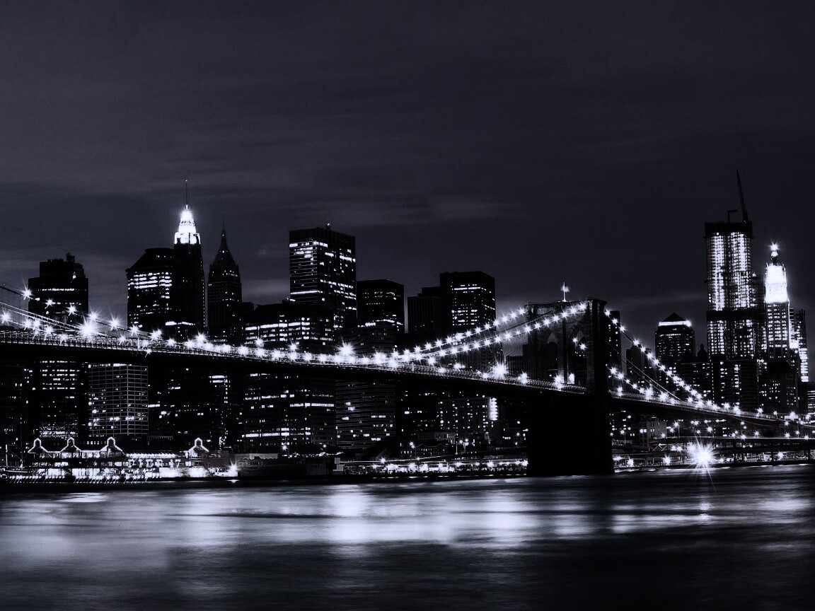 Бруклинский мост на фоне ночного Нью-Йорка обои