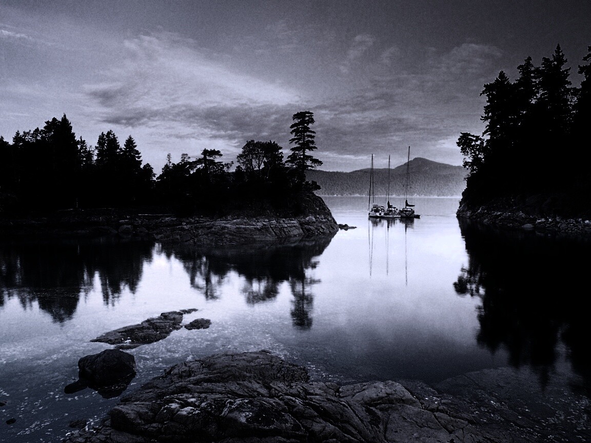 Яхты в заливе обои