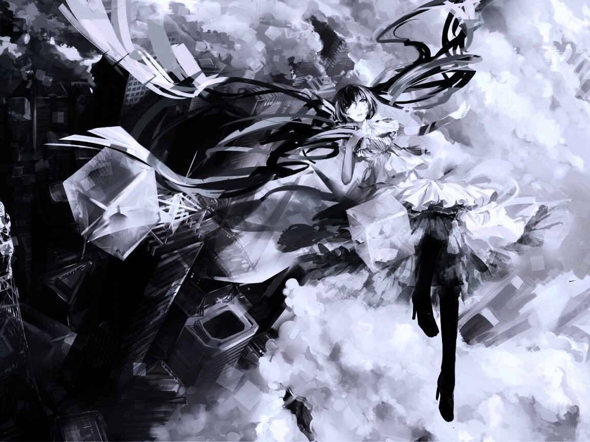 Hatsune Miku в небе обои