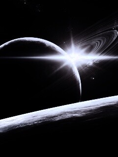 Солнце сквозь кольца Сатурна обои