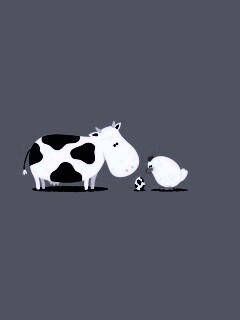 Корова + курица обои