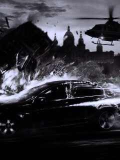 Погоня за горящей машиной обои