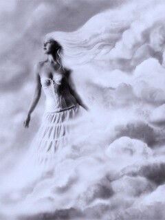 Девушка на облаках обои