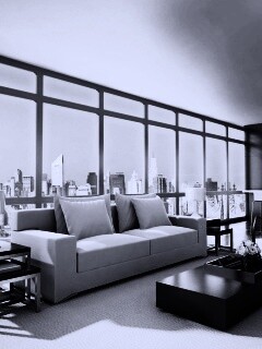 Квартира с видом на мегаполис обои