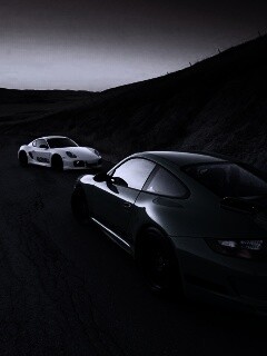 Два порша на горной дороге обои