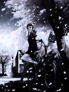 Японская школьница на велосипеде обои