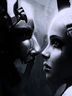 Девушка и робот обои