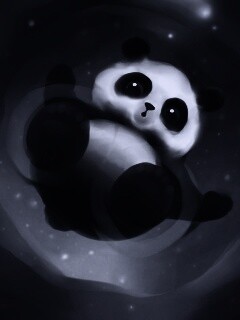 Маленькая панда и лужа обои