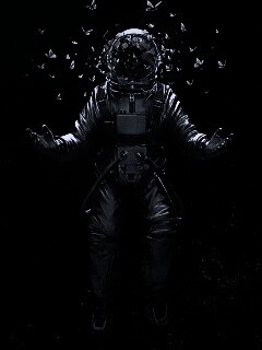 Космонавт и бабочки обои