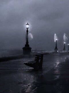 Набережная в ливень обои