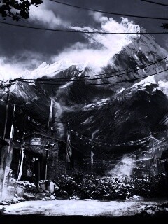 Загороженная улица в горах обои