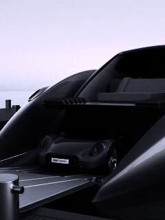 Яхта с автомобилем на борту обои