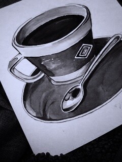 Нарисованная чашка кофе обои