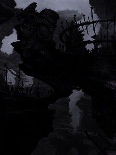 Древний корабль в скалах обои