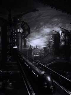 Город из мира стимпанк обои