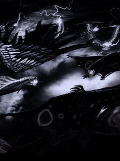 Живописная битва молнии и огня обои