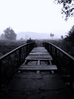 Старый мост на черно-белом фото обои