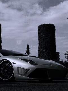 Зелёный Ламборджини на траве обои