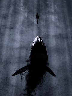 Акула гонится за человеком обои