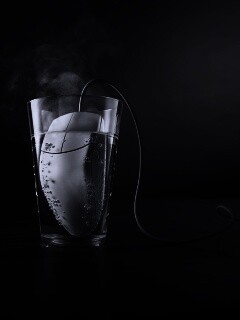 Дымящаяся мышка в стакане воды обои