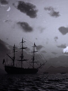 Трехпалубный парусный корабль на закате обои