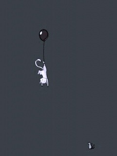 Котэ улетает на шаре обои