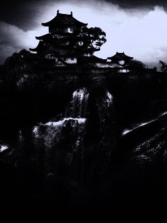 Золотая черепаха и китайская пагода в океане обои