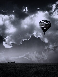 Воздушный шар над зеленым лугом обои