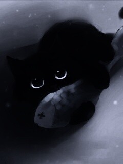 Кот с рыбкой обои