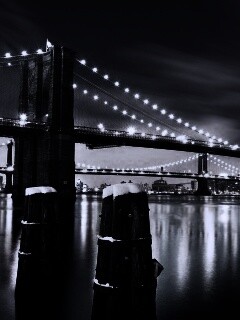 Бруклинский мост зимой HDR обои