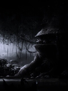 Город в стволе дерева обои