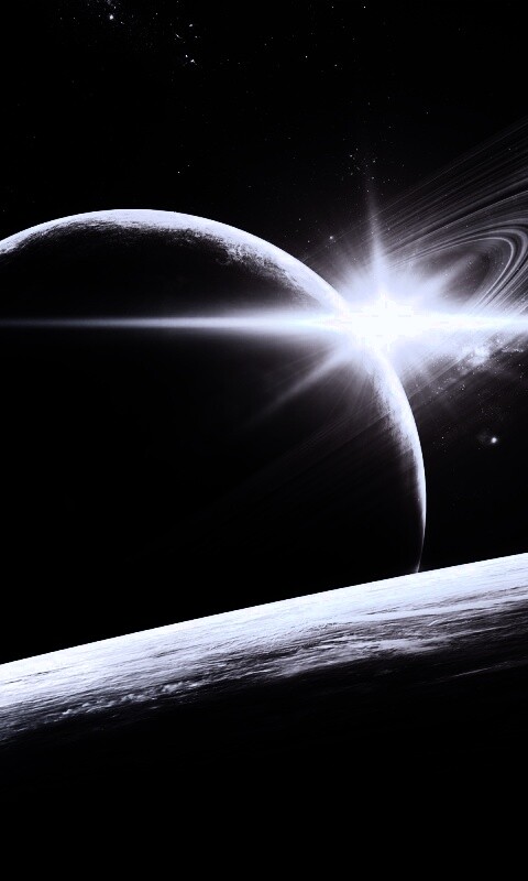 Солнце сквозь кольца Сатурна обои