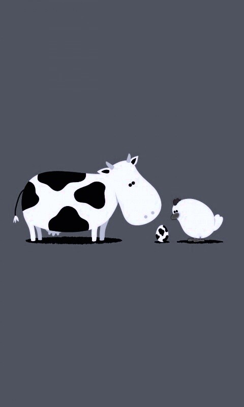Корова + курица обои