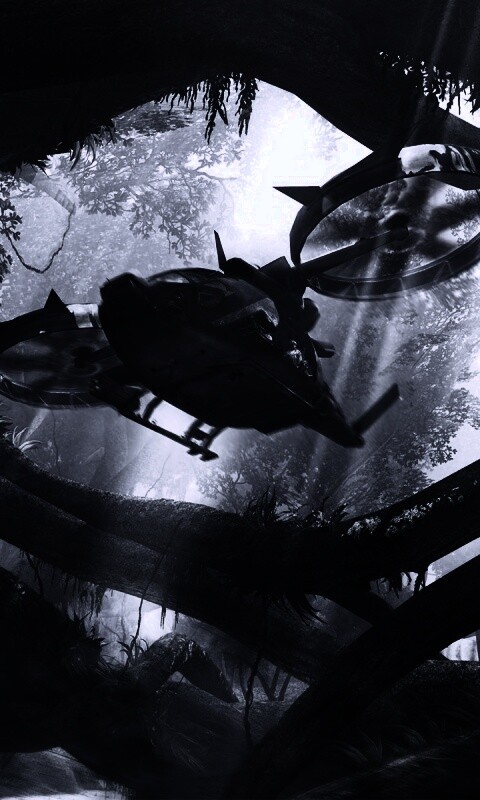 Вертолет в инопланетных джунглях обои