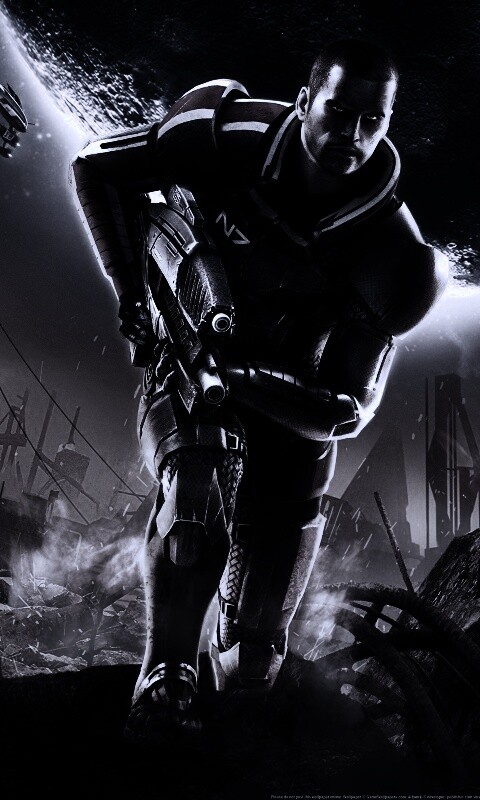 Капитан Шепард на руинах обои