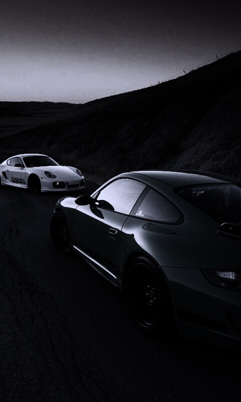 Два порша на горной дороге обои