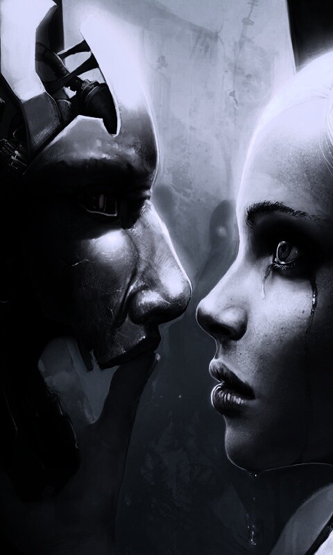 Девушка и робот обои