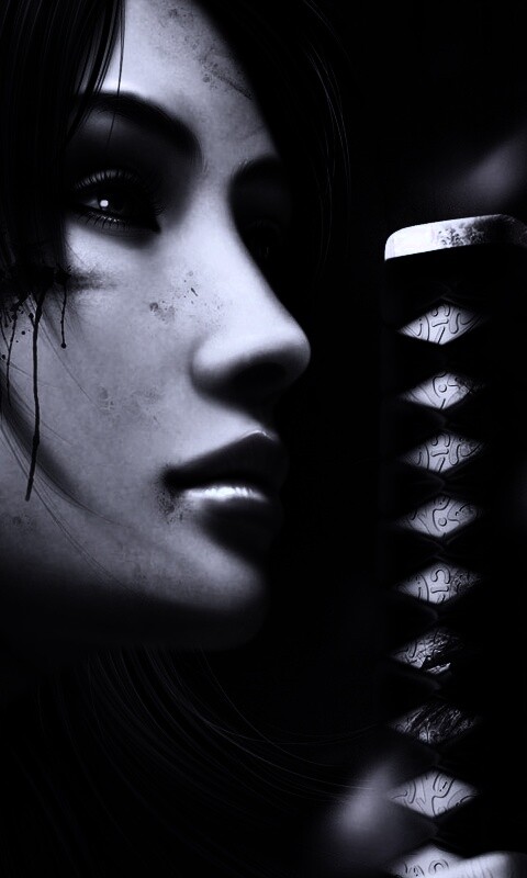 Японка с катаной обои